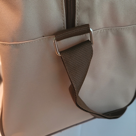 NWOT Ralph Lauren Khaki Tan Brown Logo Fabric Duffle Travel Luggage Bag - Picture 11 of 17